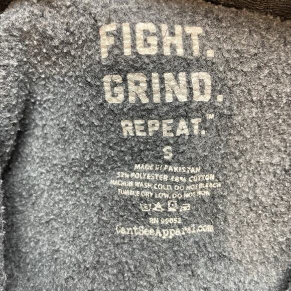Fight Grind Repeat Hoodie Sweatshirt Mens S Charcoal Full Zip Gym Workout Inspo - Picture 4 of 7